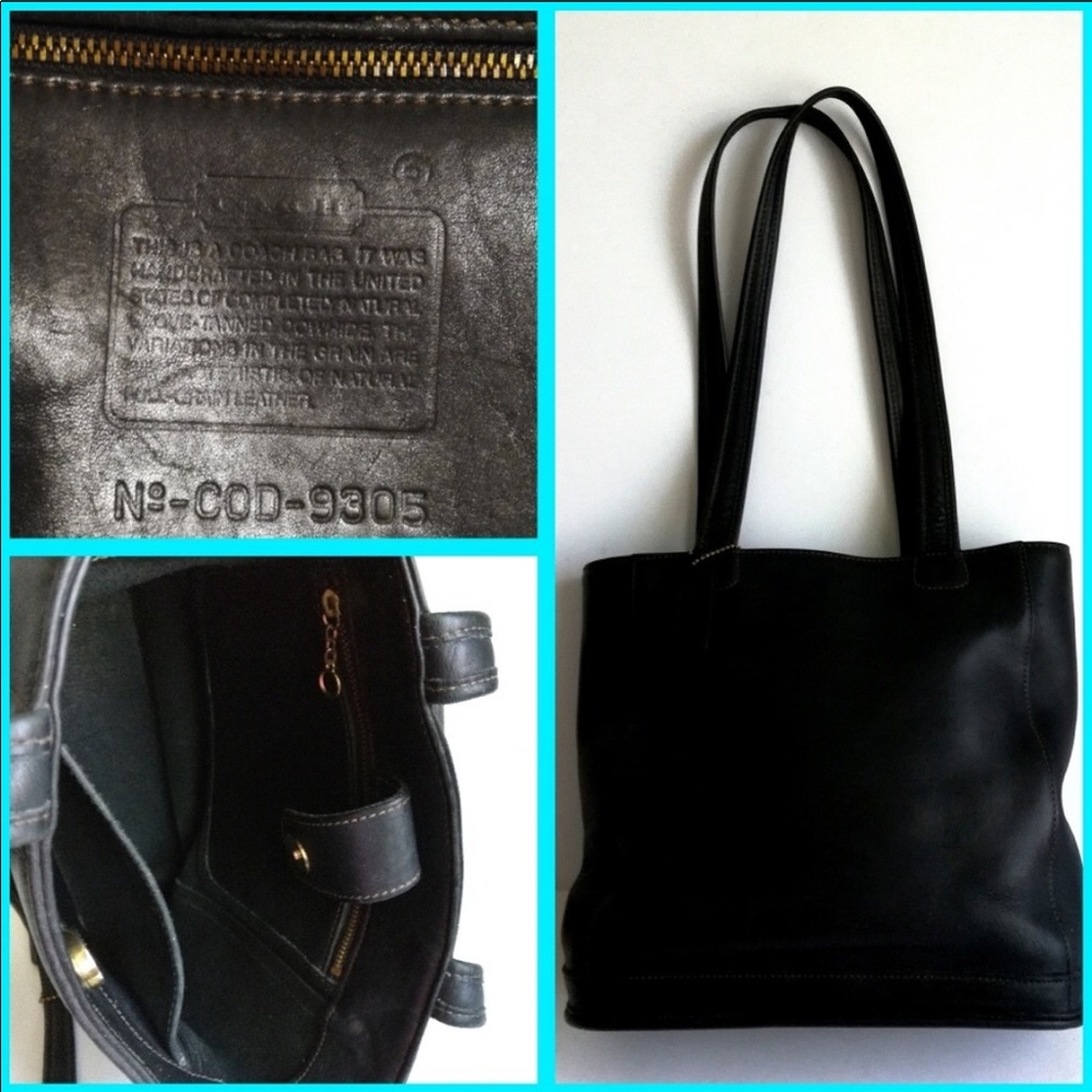 Coach Bleeker vintage black leather tote.